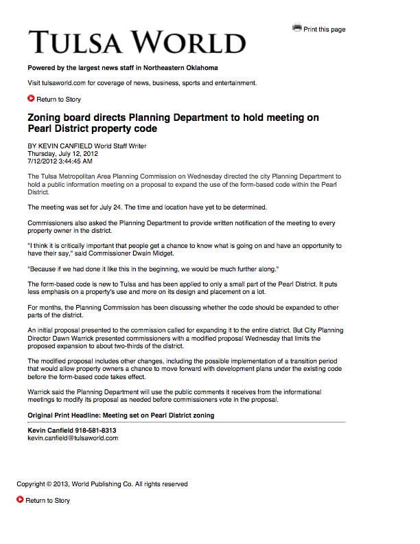 Zoning board directs Planning Department to hold meeting on Pearl District property code - 7-12-12 TW